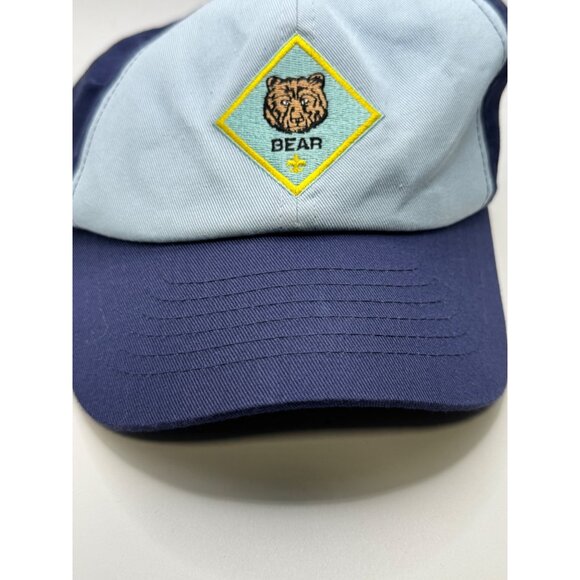 Bear Scout Embroidered Adjustable Baseball Cap In Navy & Light Blue Cotton - Picture 5 of 10